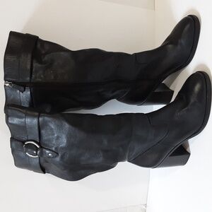Vintage Johnston and Murphy tall riding boots women black feather Y2K 8M casual